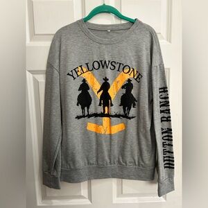 Gray Graphic Hoodie with Black and Orange Design